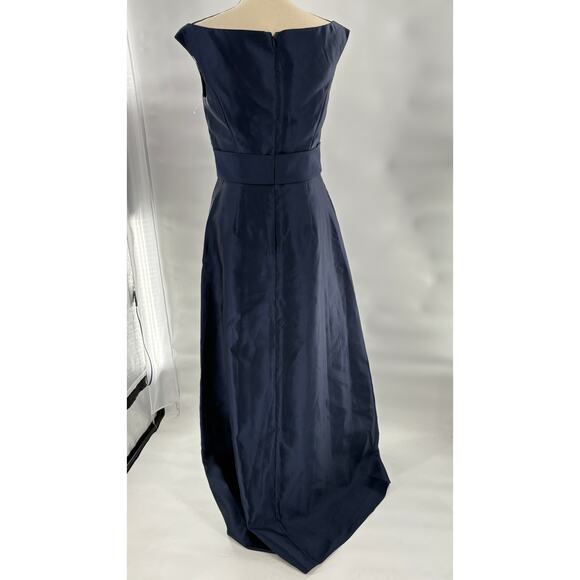 Alfred Sung Off Shoulder Satin Dress 4 Blue NWOT Gown Formal Wedding D811S - Picture 4 of 8